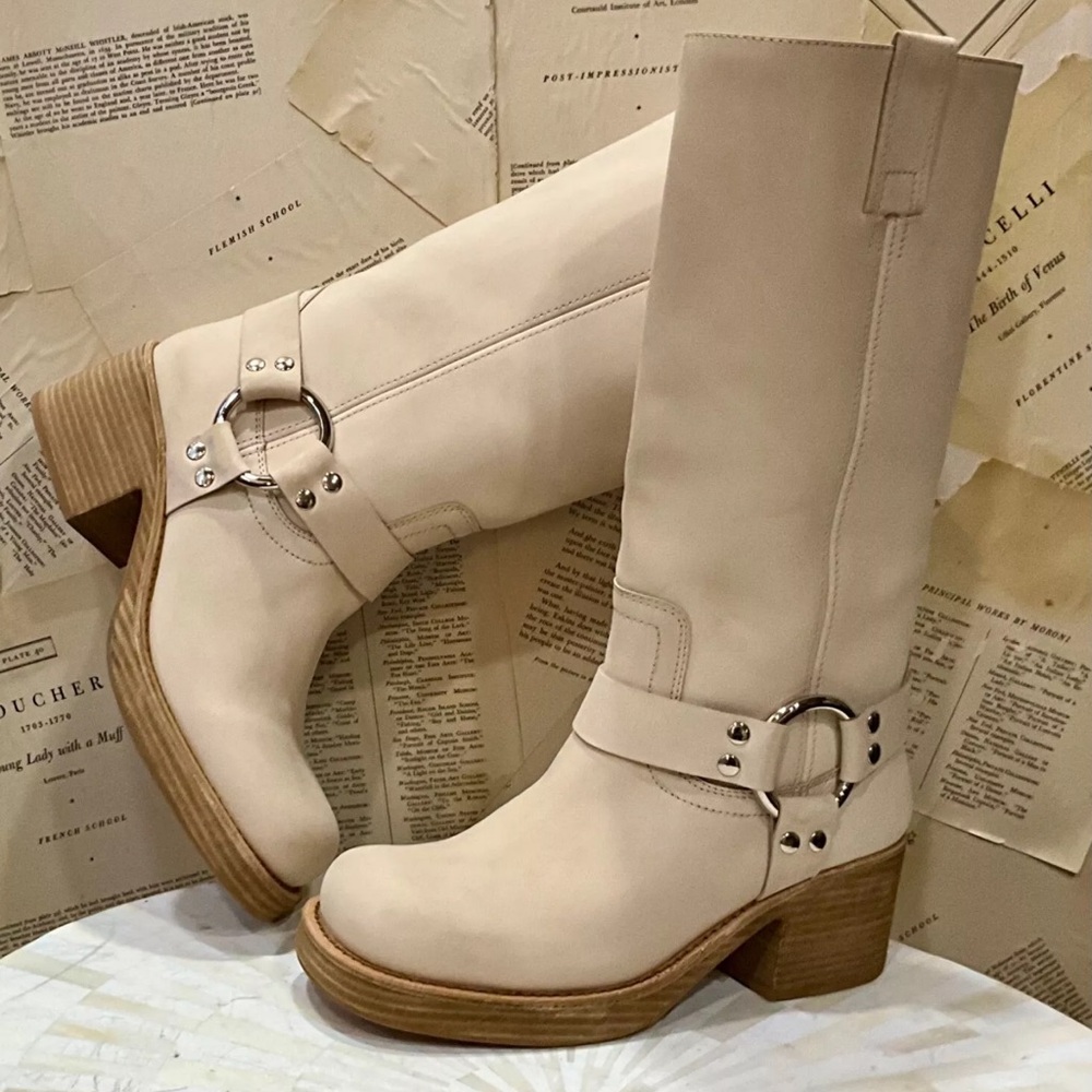 Free People Jeffrey Campbell Kira Reflection Boot Harness Ivory Nubuck Leather - Picture 7 of 10